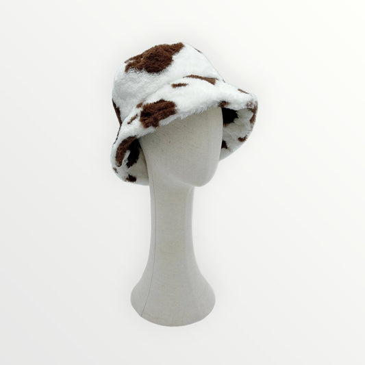 Cow Print Faux Fur Bucket Hat-3 Colors Available