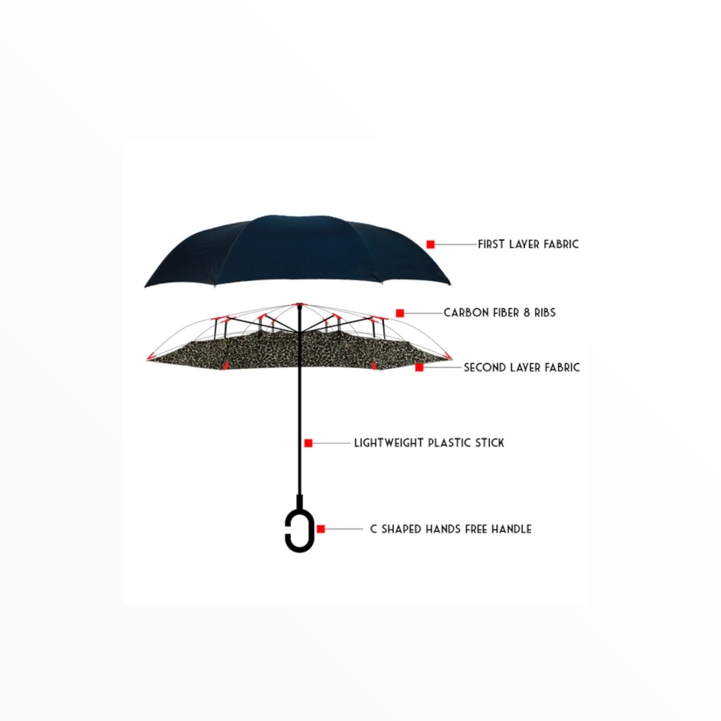 Leopard Print Double Layer Inverted Umbrella