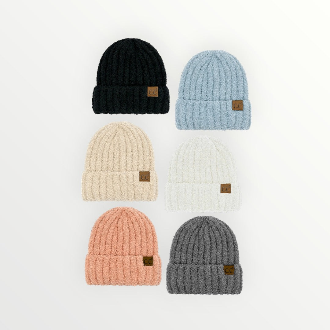 C.C Solid Color Fuzzy Beanie-6 Colors Available