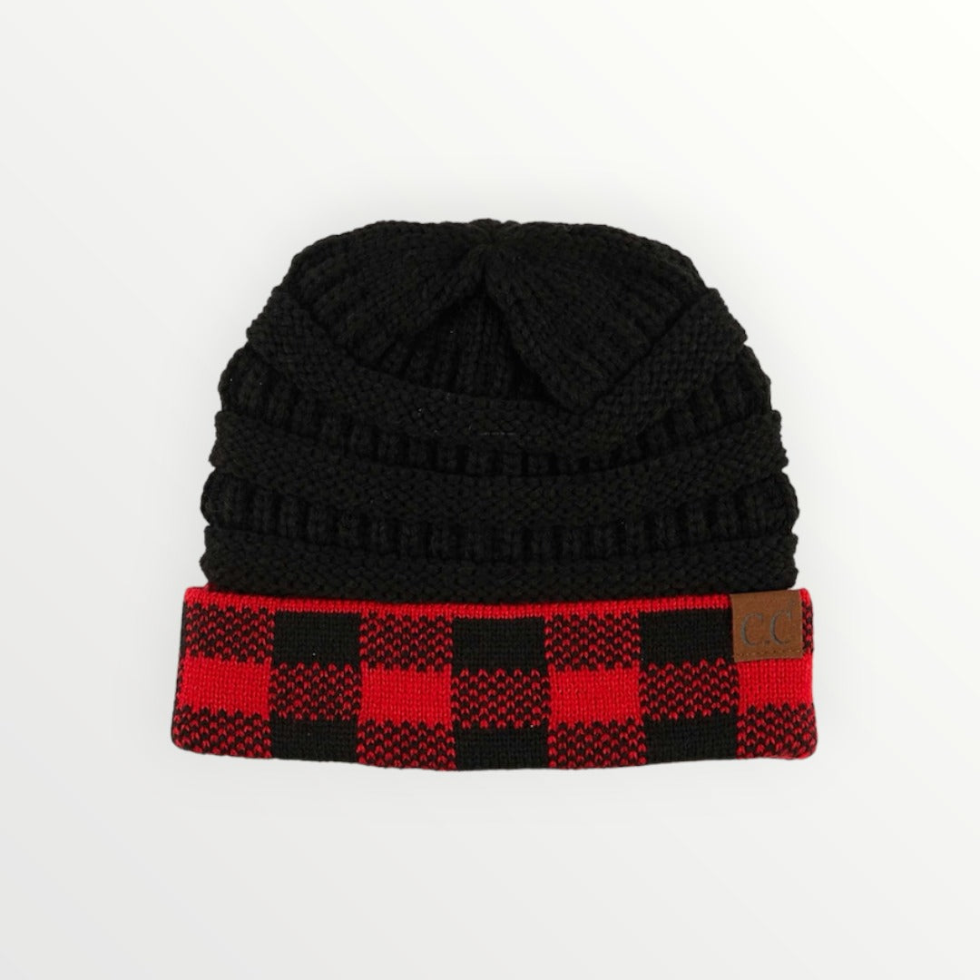 C.C Buffalo Check Cuff Knit Beanie