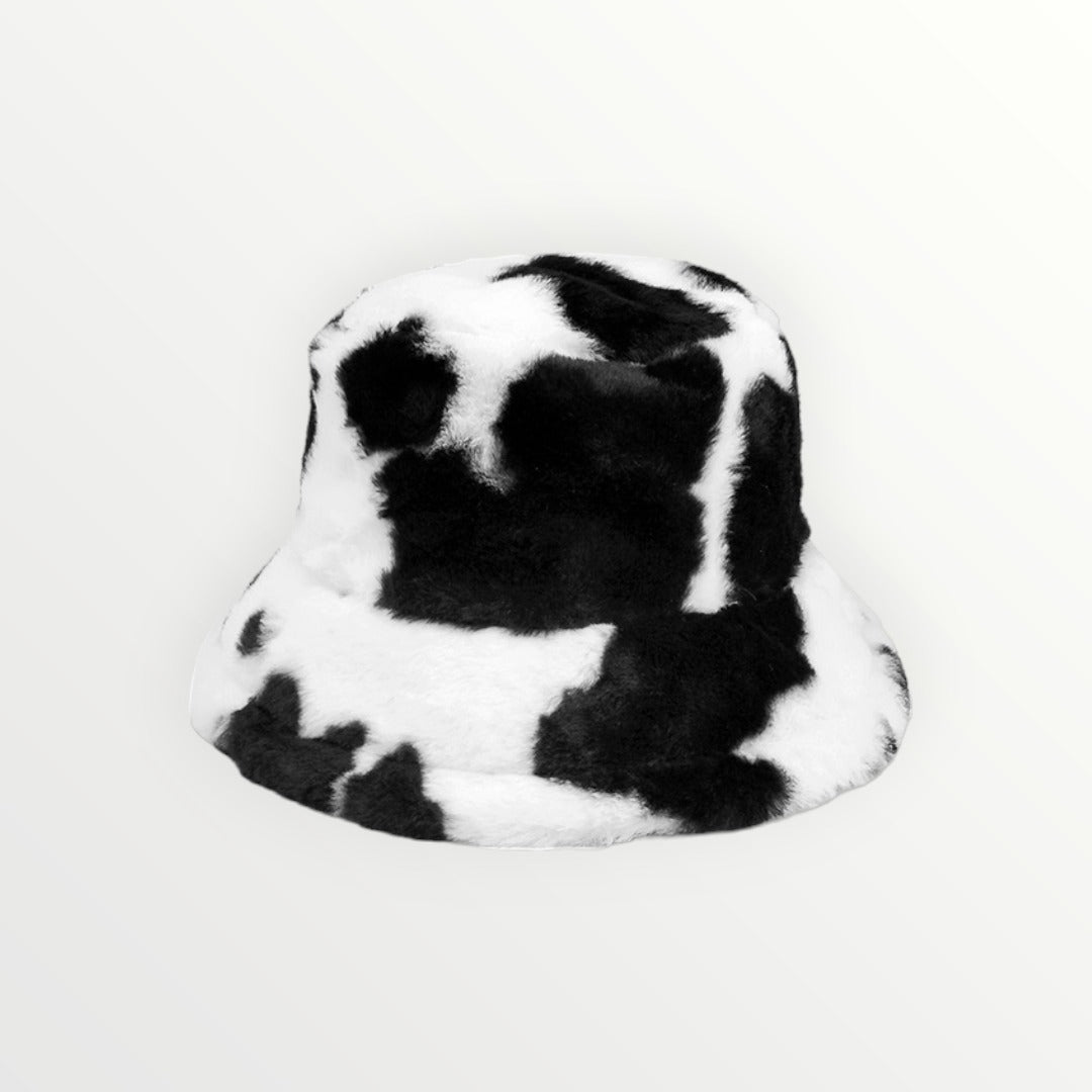 Cow Print Faux Fur Bucket Hat-3 Colors Available