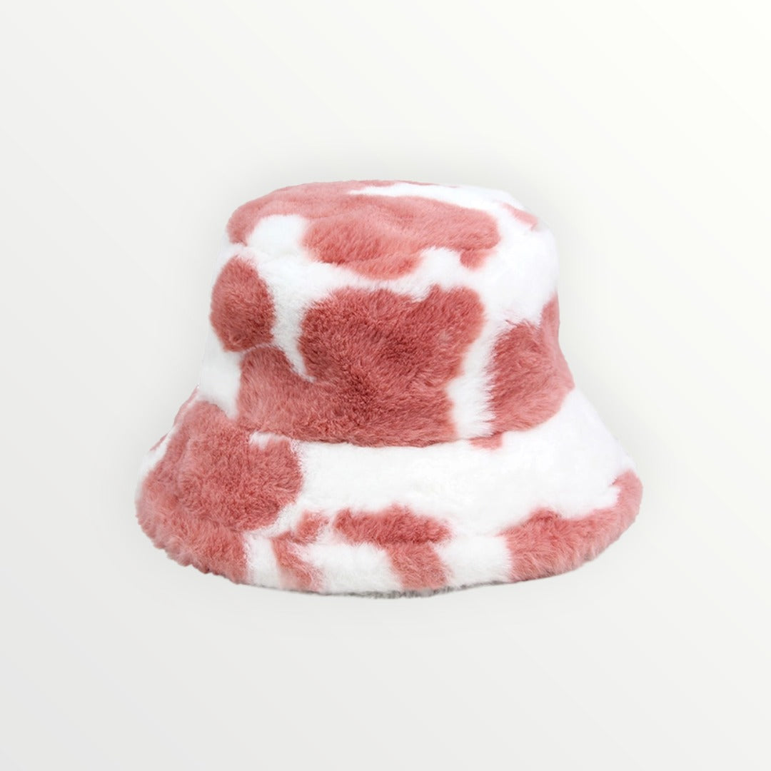 Cow Print Faux Fur Bucket Hat-3 Colors Available