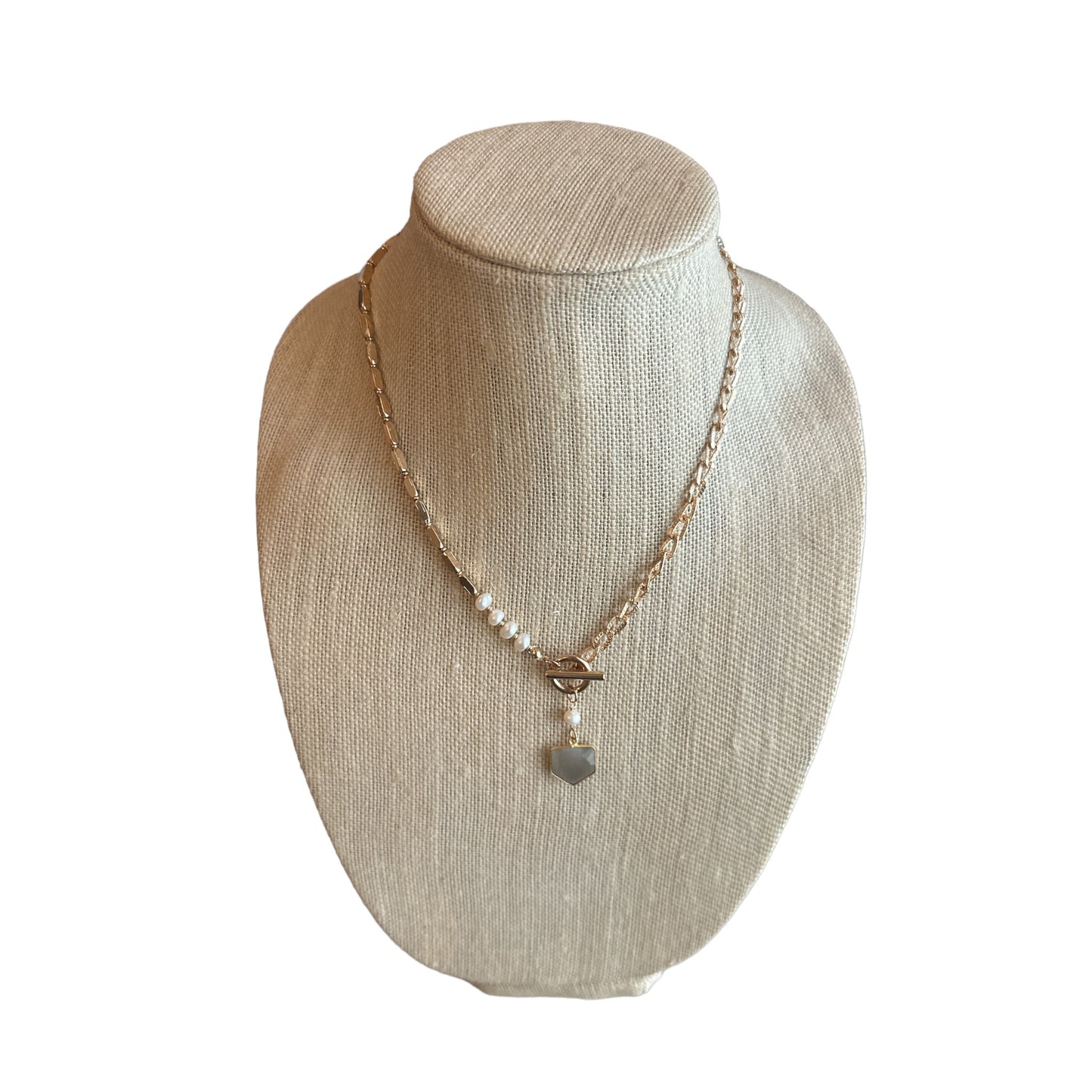 Gold Chain Necklace with Stone Pendant