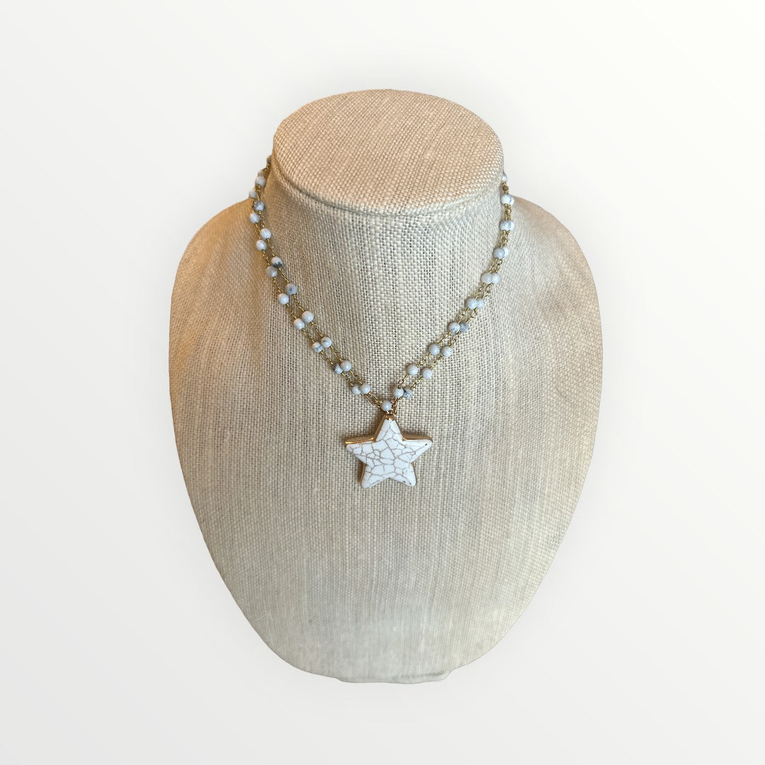 Gold & White Star Choker/Necklace