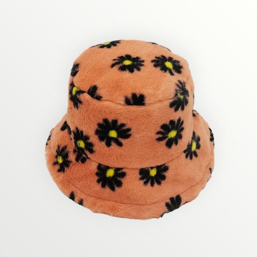 Floral Faux Fur Bucket Hat-4 Colors Available